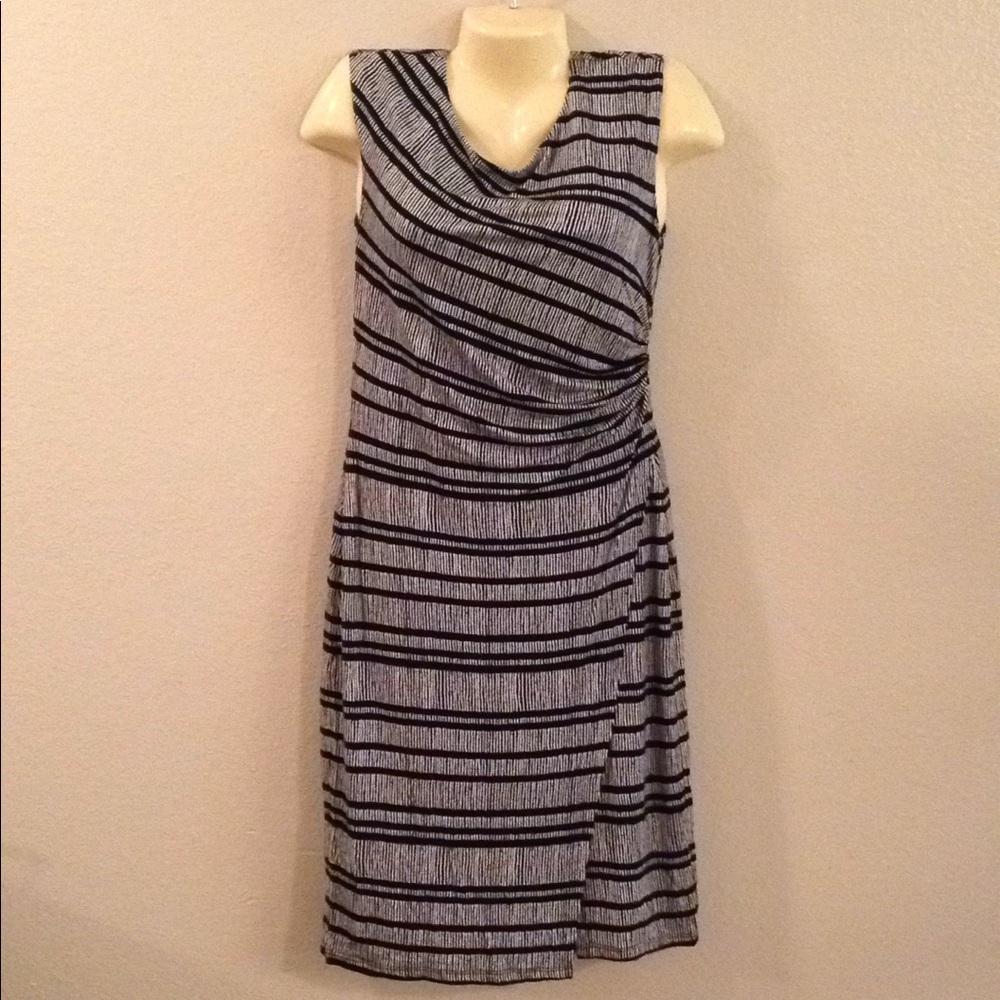 SOLD Ladies LOFT Striped Sleeveless Faux Wrap Dress
